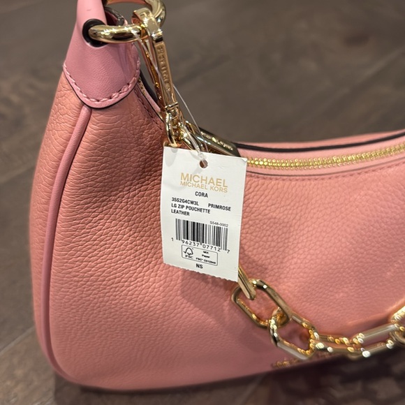 MICHAEL KORS Cora Large Pebbled Leather Chain-Link Crossbody Bag, primrose - Picture 2 of 4